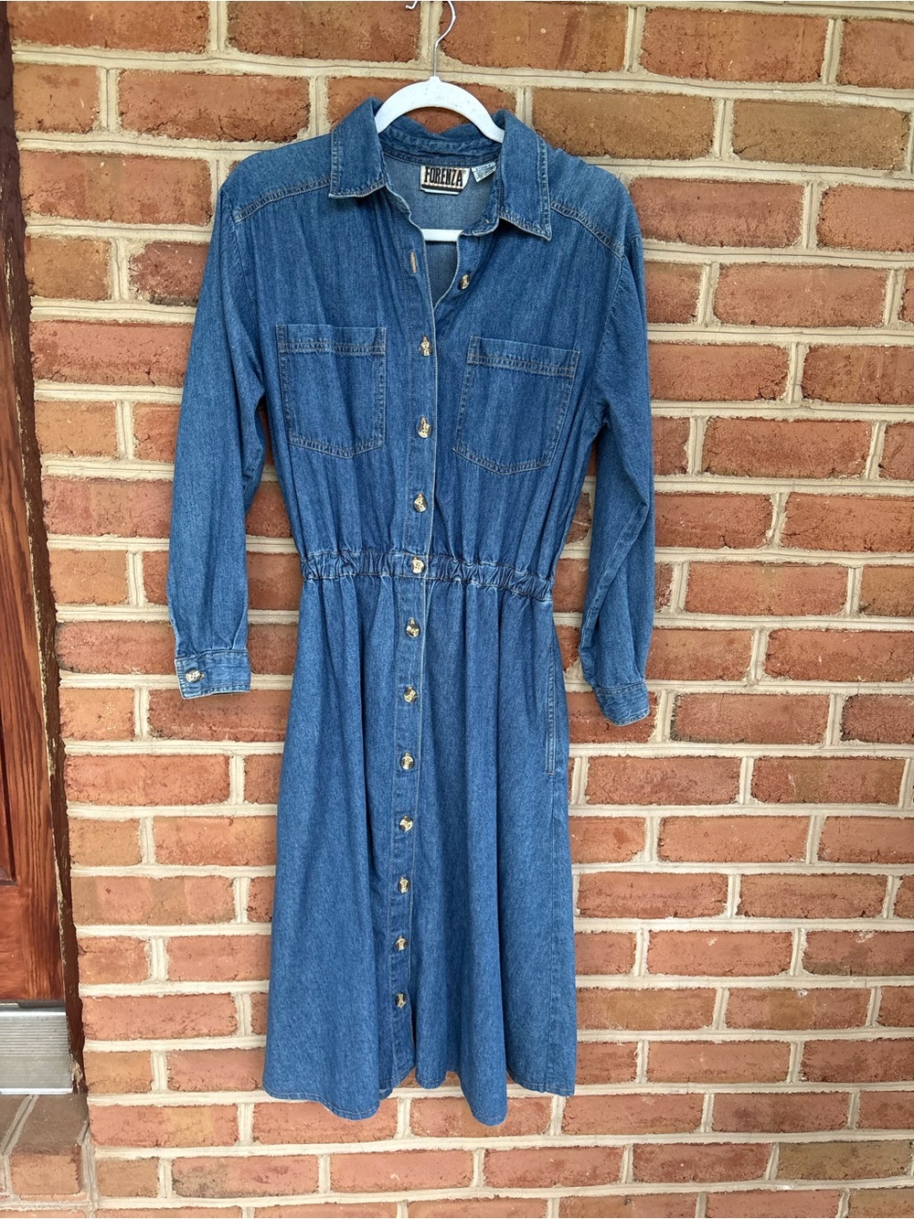 Forenza Classic Blue Denim Long-Sleeve Shirt Dress